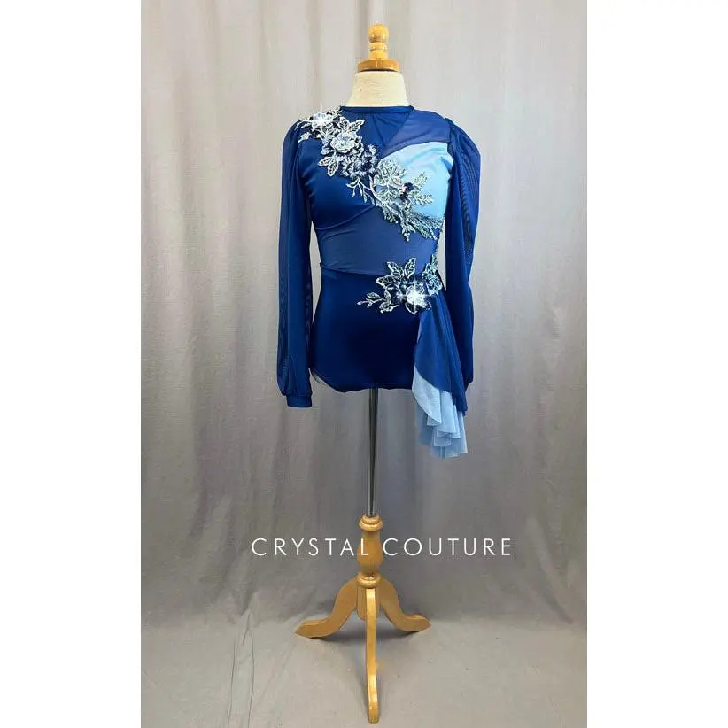 Custom Royal Blue Lyrical Biketard with Rhinestones