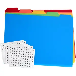 25 Pieces Top Tab File Guides Set Letter Size File Cabinet Dividers with Alphabet 1/5-Cut Tab Plastic File Organizer for Office Business Classroom