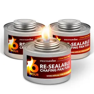 6-Hour Food Warmers for Parties (3 Pack), Chafing Fuel Cans with Wick and Safety Twist Cap, Catering Food Warmers for Buffets, Parties, Weddings, Long Lasting Burners for Food Warmer, Food Heater