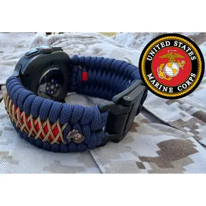USMC Salute Paracord Watch band with EGA emblem for Galaxy Watch models (Watch not included).