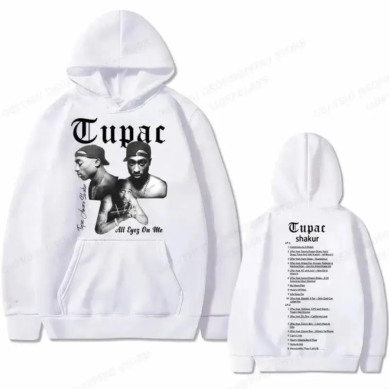Tupac 2pac Graphic Hoodie Men Clothing Fashion Oversized Hip Hop Comfortable Autumn Winter Sweatshirt Male Casual Fleece Hoodies