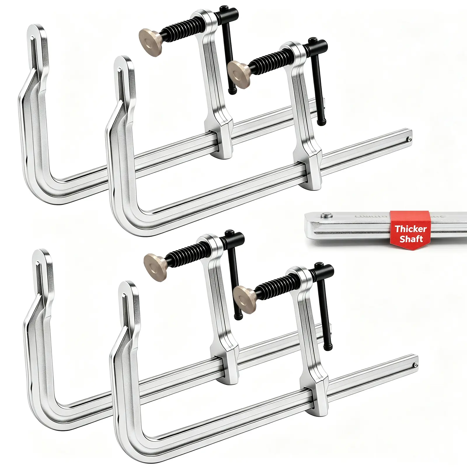 Demweison Industrial Heavy Duty Cr-V Alloy Steel C-Clamp Set, 12-in Size, 1000 lbs Clamping Force, 3/4-in to 4-3/4-in Throat, Swivel Pad Hand Tools for Woodworking, DIY Projects, All Seasons Use
