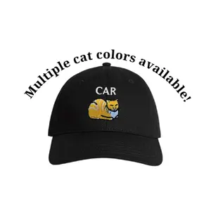 Car Cat Unstructured Dat Hat Adjustable Belt Loop Loafed Cat Dad Style 100% Cotton Dad Cap with Customizable Car Color Embroidery