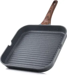 Nonstick Grill Pan 9.5 Inch, Versatile Square Griddle for Stove Tops, Indoor & Outdoor Cooking, Durable Skillet with Pour Spouts, Large Cooking Surface, PFOA-Free, Perfect for Grilling Meat, Vegetables & Pancakes