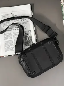 Men's Casual Box Bag with Zip Closure, Fashionable Single Shoulder Crossbody Messenger Bag, Adjustable Strap, All Season Use, Ideal for Travel & Daily Wear