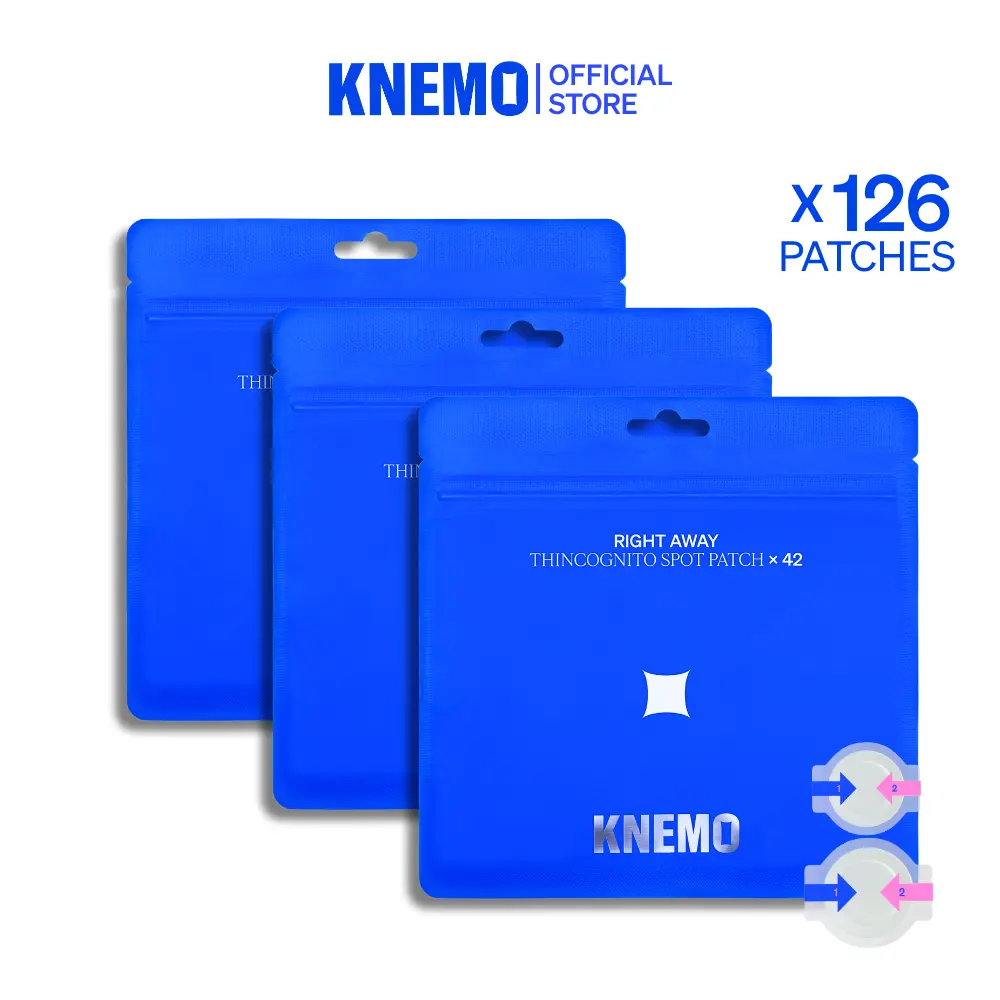 [KNEMO Official] Thincognito Invisible Acne Spot Patches Trio Bundle - 3 Packs (126 Total) Hydrocolloid Blemish Patches for Pimple Care, Skin Repair, Acne Clearing Products for Flawless Skin