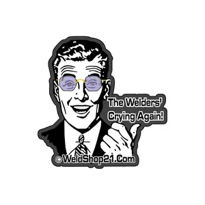 Retro Guy Stickers for Pipefitters - Vinyl Decorative Stickers Featuring "The Welders' Crying Again" Design