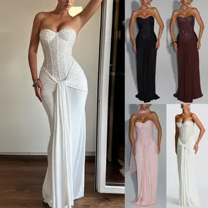 Women's Fishbone Strapless Slim-Fitting High-Waisted Solid Color Formal Gown with Adjustable Straps (Style 8203) - Women's Clothes, Prom Dress, Long Gown for Prom, Gala Dresses, Formal Dresses For Women