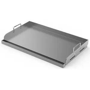 25"x16" Multi-Use Grill Flat Top Griddle Plate - Oil-Ready Metal Build with Handles, Fry-Friendly, Universal for Gas Grill, Gas Stove, Camping, Large Stove Top Insert for Tailgating