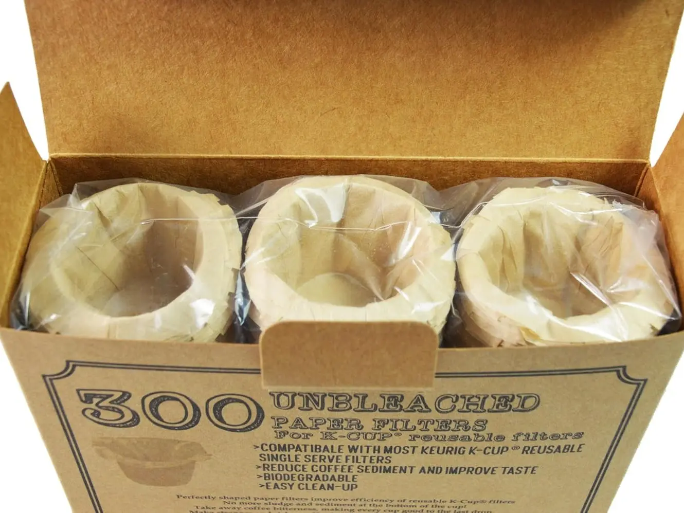 K Cup Paper Filters Disposable for Reusable Coffee Pods, 300 Count | Cleaner coffee with less sediment and fast no-mess cleanup
