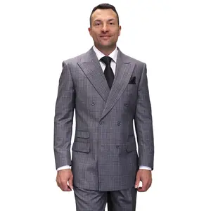 Ebon Sovereign Collection: Black 2-Piece Double-Breasted Plaid Suit