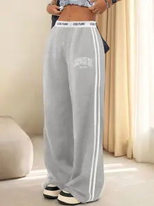 Women's Plain Striped Side Sweatpants, Casual Comfy Breathable Jogger Pants for Daily Wear, Ladies Bottoms for All Seasons