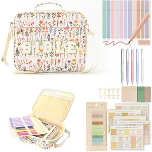 Bible Bag for Women, Capacity Chenille Letter Case with Shoulder Strap Aesthetic Annotation Kit Gift,Bible Cover Case for Women, Large Bible Bag w/ShoulderStrap, Bible Study Supplies Bible Journaling Kit BookCarrying , Mothers Day ChristianGifts