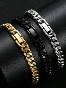 Fade-resistant popular titanium steel bracelet with jewelry clasp, polished chain, encrypted chain, stainless steel Cuban chain, bold and versatile, Cuban Link Bracelet, Cuban Bracelets