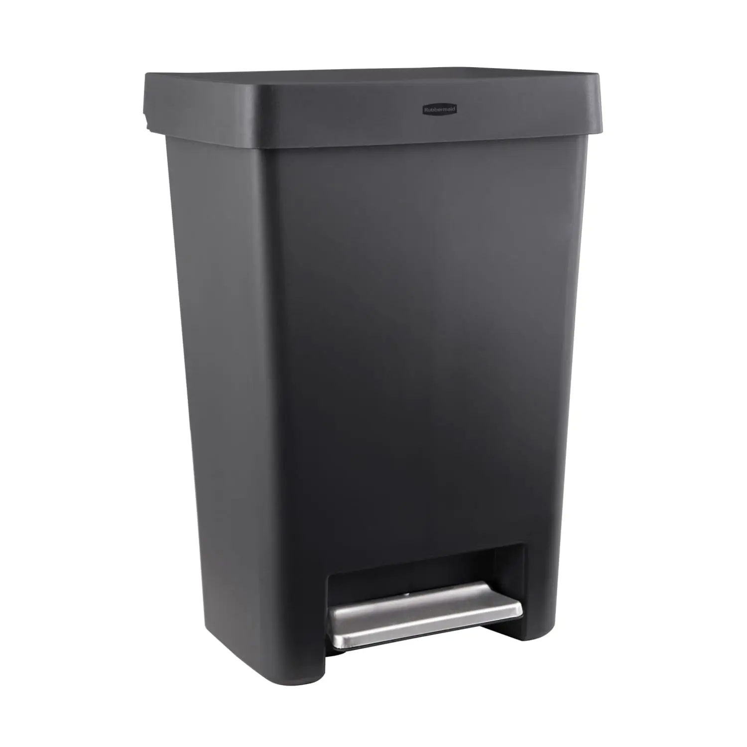 13 Gallon Plastic Step-On Kitchen Trash Can with Lid, Hands-Free Foot Pedal, Liner Lock Bag Retention, Charcoal Indoor Garbage Bin for Kitchen, Laundry Room, Utility Room, 1 Pack