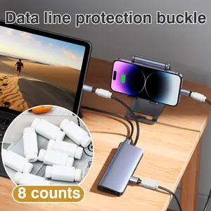 8 Counts Cable Protector, fits most standard charging cables for home and office use,white