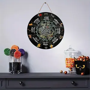 Wooden Year Ring Sign - 8x8 Inch Carved Witch Calendar, Nordic Pagan Festival Decor, Stylish Religious Decor, Vintage Handmade Altar Decoration