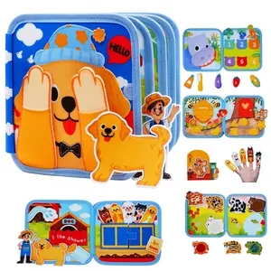 Montessori Dog Animal Busy Book for Kids, Felt Board Quiet Book, Travel Essential Toy, Color Shape Sorting Educational Toy, 1+ Years