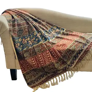 Boho throw blanket, Mud cloth throw for couch, Rust blanket