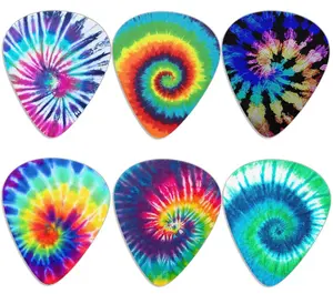 Tie-dye 6 Pack Guitar Picks Plectrums,Colorful Tie Dye Guitar Pick Classical Triangle 0.96mm Heavy Guitar Pick Guitar Palyers, Multi-color