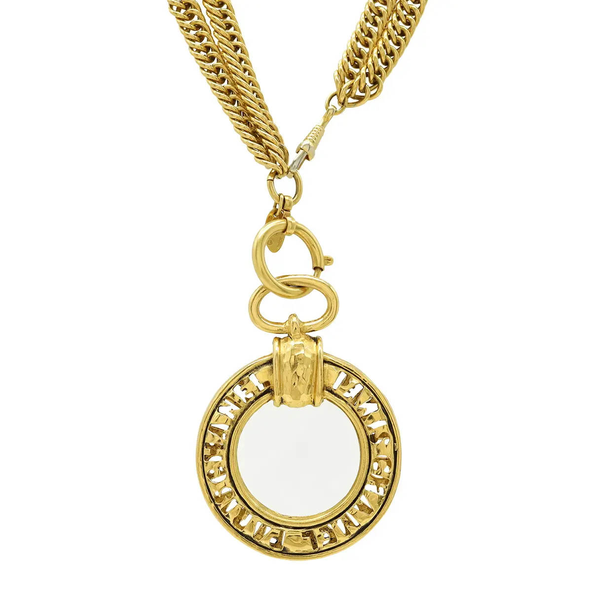 Pre-owned CHANEL Gold-plated Small Leather Goods Loupe Pendant Necklace