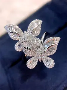 1 PC Glamorous Cubic Zirconia Ring For Women For Wedding Engagement Anniversary Party Jewelry Valentine's Day Gift