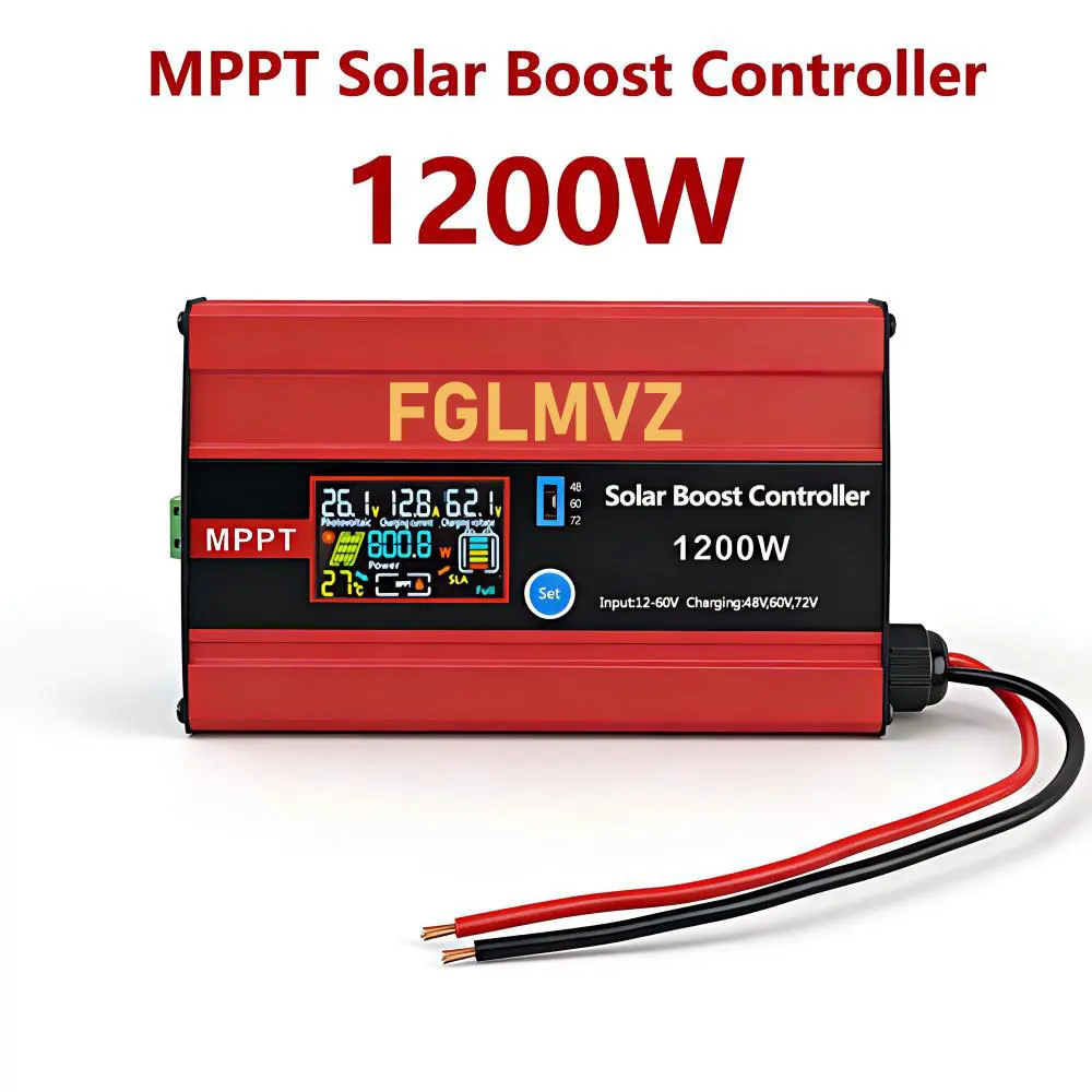 1200W Boost MPPT Solar Charge Controller - 12-60V Wide Voltage Input, 30A with LCD, 15A Max Output for LiFePO4/Lithium/Lead Acid Batteries, Solar Powered Charger for Golf Carts, Motorhome PV Systems