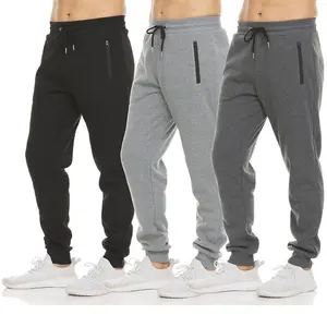 Men’s 3-Pack Fleece Athletic Jogger Sweatpants with Drawstring, Sizes S–2XL