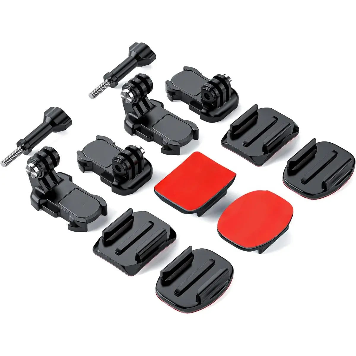 12-Piece 12 In 1 Camera Mount Adhesive Kit, Helmet Sticky Mounts with Adhesive Buckle, Screw Accessories, Compatible with GoPro Hero 13/12/10 Max/9/8/7/6/5 Session, DJI Osmo, Insta360, AKASO Action Cameras, Twelve Pieces