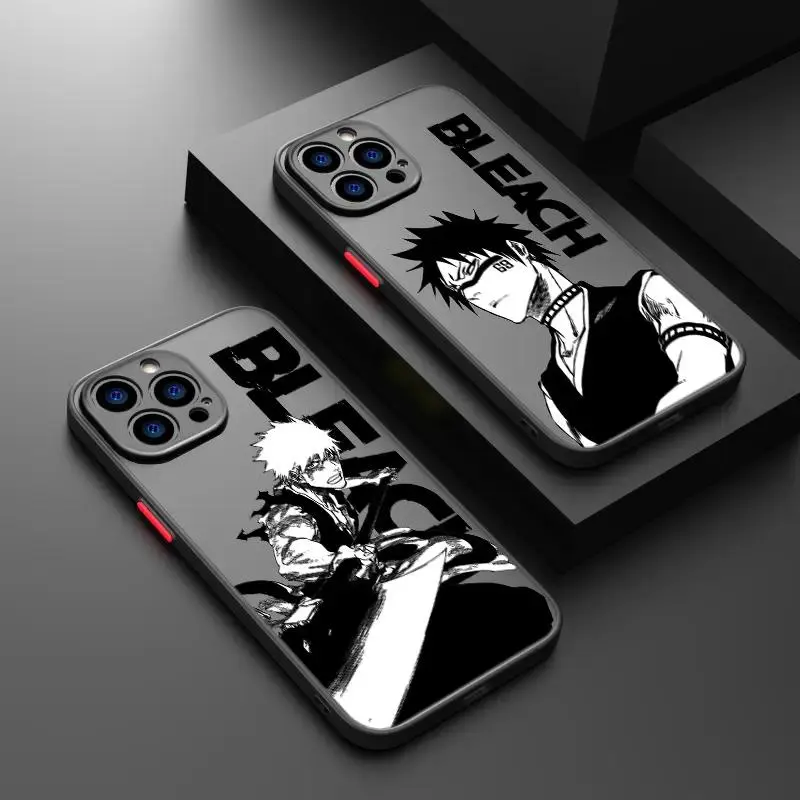 Anime B-Bleach Phone Case for iPhone 17, 16, 15, 14, 13, 12, 11 Pro Air Plus ProMax and Samsung S26-S21 Plus Ultra Samsung A54-A12  shock-absorbing phone cases, fashionable gift.
