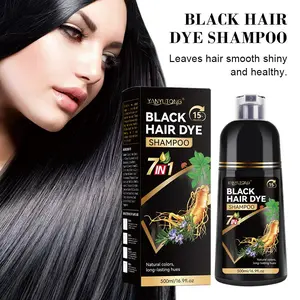 Large Capacity 7-in-1 Hair Dye Shampoo, Haircare, Natural Black for Radiant Black Hair - Herbal Formula with Ginseng Extract, Plant-Based Nourishment, Non-Irritating, Gentle, Moisturizing, Hair & Scalp-Friendly, Easy to Rinse, Deep Hydration