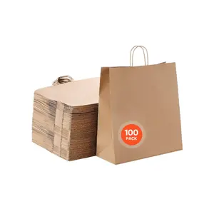 VEVOR Kraft Paper Bags with Handles, 50Pcs 16x 6x 12 in, Large Paper Grocery Bags, Reusable Recycled Take - Out Sacks, Plain Party Bag Bulk for Birthday, Wedding, Business, Goody, BlackVEVOR Super Brand Day