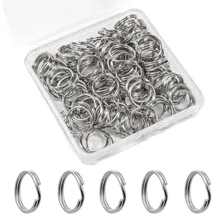 1/2'' 100PCS Small Split Key Rings for Keychains, Double Loops Metal Mini Key Ring for Jewelry Making Dog Luggage Tag Car Key DIY Crafts (Silver)