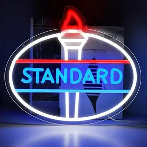 Standard Oil Neon Sign With Dimmable LED Light - USB Powered For Bedroom, Garage, Man Cave