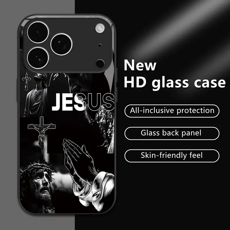 Retro Jesus HD Glass Phone Case, Faith and Religion Phone Protective Cover, Suitable for iPhone 17 Air 16 Pro Max 15 14 13 12 11 Galaxy S26 Ultra S25 S24 S23 S22 S21 S20 S10 Note9 Note20 Ultra FE A56 A55 A53 A52 A51 Christ phone case - ZQ133, Acce