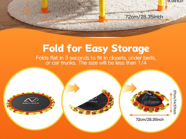 ANCHEER 38" Kids Trampoline with Adjustable Handle, Foldable Indoor Outdoor Safe Rebounder for Toddlers ANCHEER 38" Kids Trampoline with Adjustable Handle, Foldable Indoor Outdoor Safe Rebounder for Toddlers