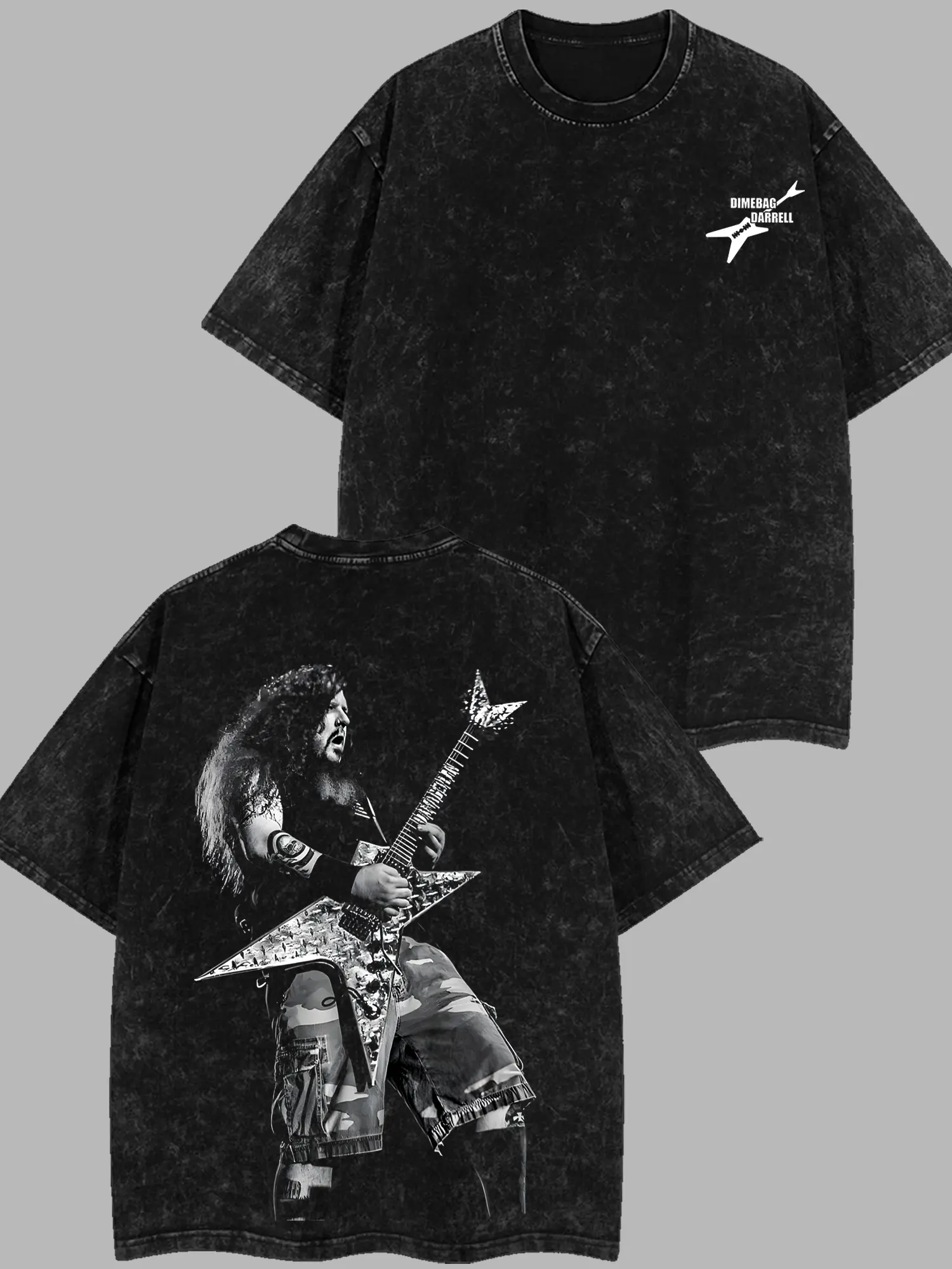 [$$$ROCKLIFE] Pantera Dimebag Darrell Guitarist Retro Unisex Acid Washed T-Shirt – 90s Records Rock Groove Metal Cotton Washed Tee, Groove Metal Rock Band Washed Shirt, Oversized Vintage Tee, Heavy Metal Merch, Gift for Rock Fans