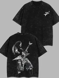 [$$$ROCKLIFE] Pantera Dimebag Darrell Guitarist Retro Unisex Acid Washed T-Shirt – 90s Records Rock Groove Metal Cotton Washed Tee, Groove Metal Rock Band Washed Shirt, Oversized Vintage Tee, Heavy Metal Merch, Gift for Rock Fans