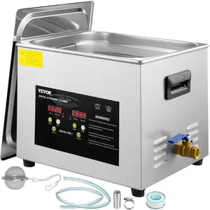 【FathersDayGift】 VEVOR 15L Upgraded Ultrasonic Cleaner (600W Heater,360W Ultrasonic) Professional Digital Lab Ultrasonic Parts Cleaner with Heater Timer for Glass Dental Instruments Cleaning