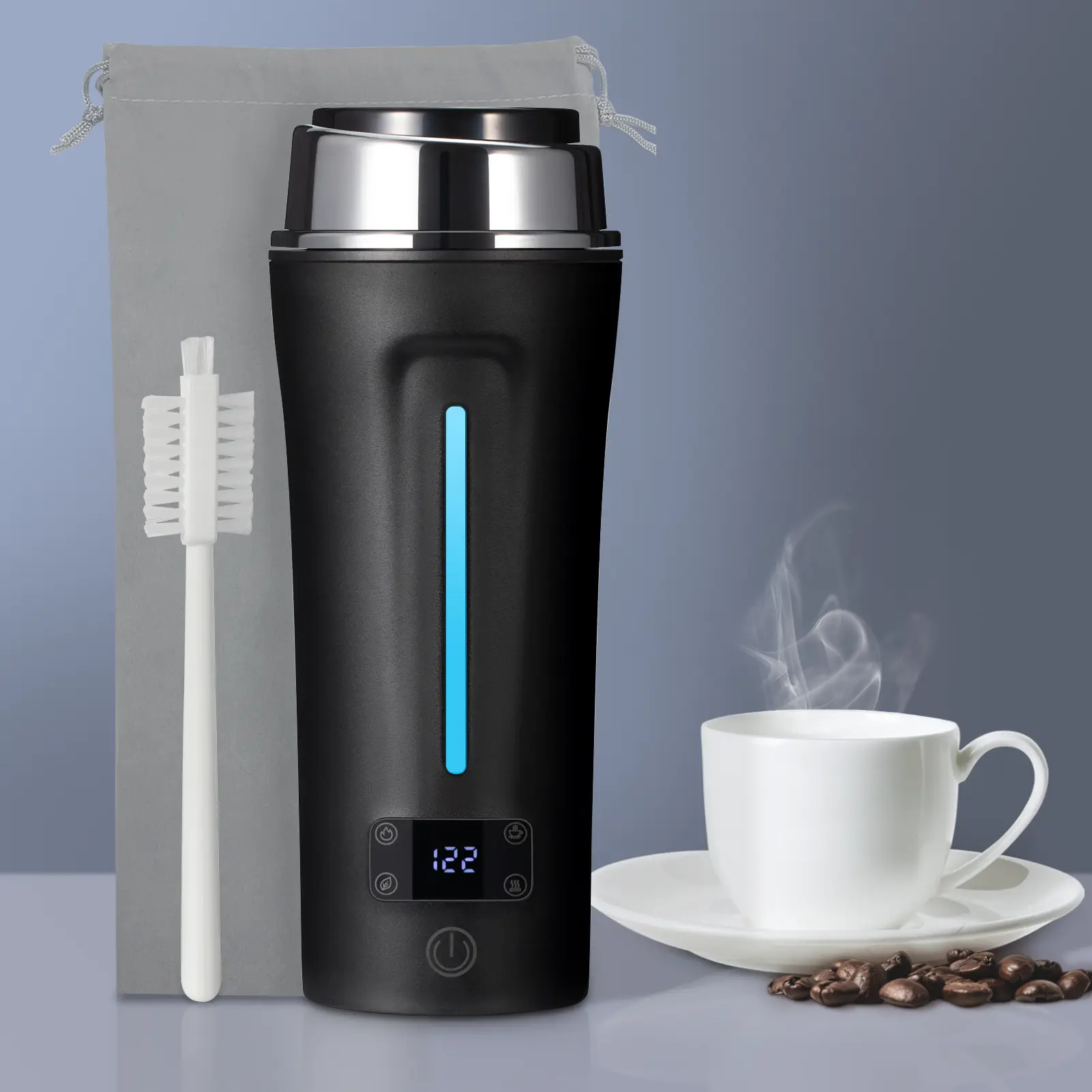 Ceaplot Dual Voltage Portable Automatic Electric Kettle (1 lbs) - 110-240V Kitchen Appliance, Fast Heating Travel Tea Kettle with LCD Display, 4 Temperature Settings, 4-Color LED, Ideal for Students