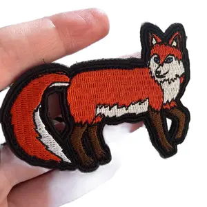 Cute Cartoon Fox Patch 3"x2" Hook Backed patch High-Quality Embroidery for Denim Jacket & Backpack