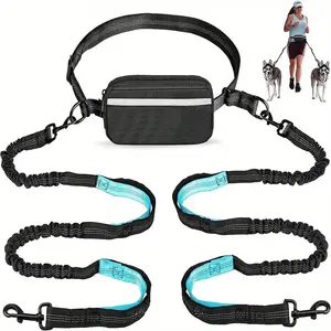 Adjustable Hands-Free Dog Running Leash with Double Handles, No Tangle Leash, and Elastic Retractable Rope for Large and Medium Dogs - Perfect for Running, Jogging, and Walking with Your Pet, Universal Harness