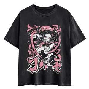 Kamado Nezuko T-shirt, Demon Slayer anime washed fabric gift for anime fans, gift for otaku