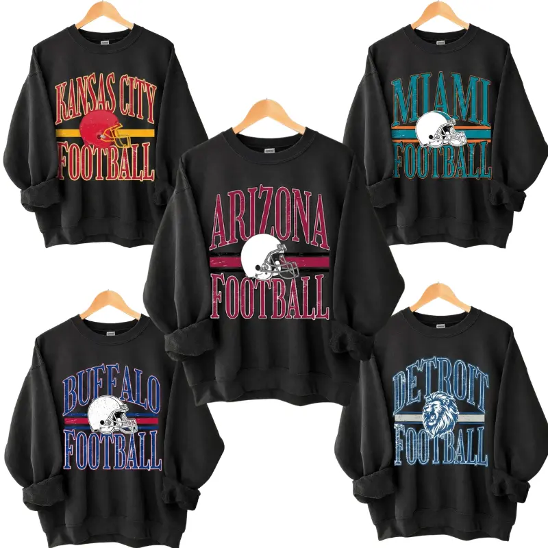 Vintage 90s All Team Football Sweatshirt - Black, Retro 1960s Cowboy Game Day Crewneck, Unisex Pullover for Men and Women, Soft Cotton Blend Fan Gift, Classic Sportswear for Football Lovers - AG
