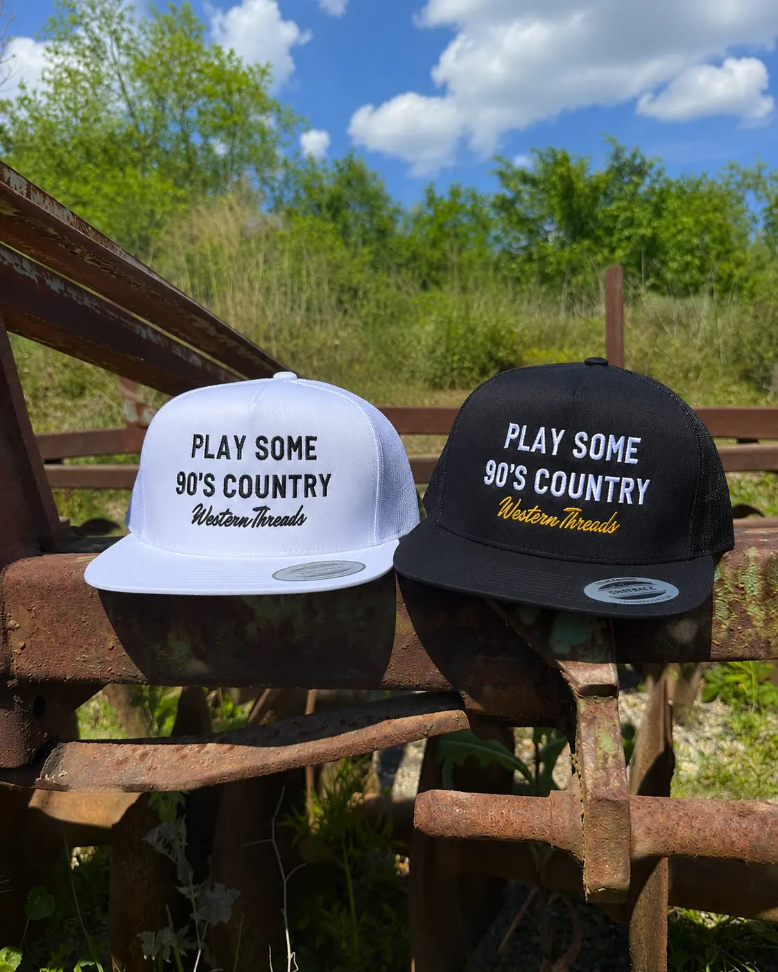 Play Some 90s Country Embroidered Trucker Hat – Western Music Snapback Cap, Retro Country Gift for Men & Women