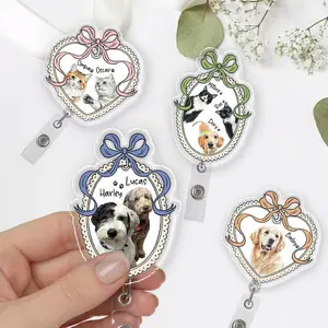 Custom Dog Badge Reel, Personalized Pet Portrait Photo Badge Reel, Nurse Badge Reel, Retractable Badge Holder, ID Badge Buddy