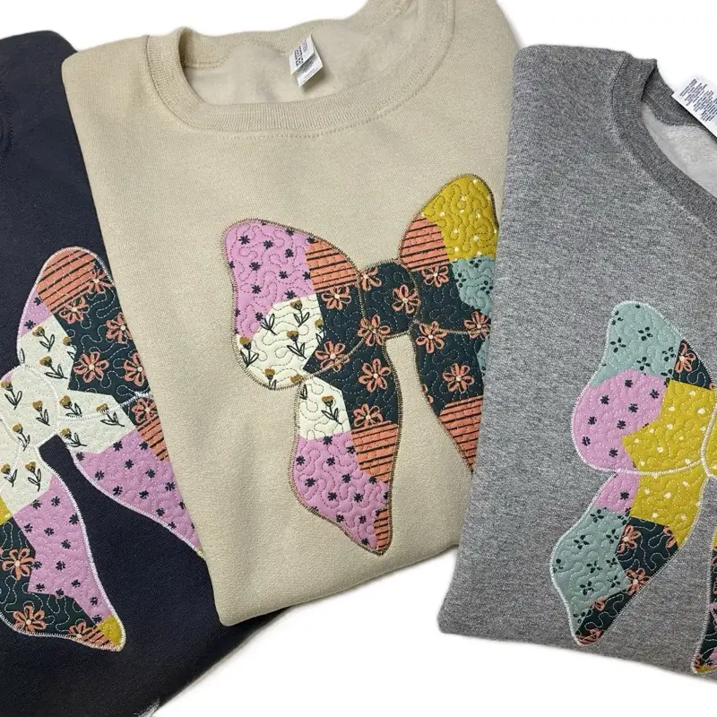 Coquette knitted bow embroidered sweatshirt, bow sweatshirt