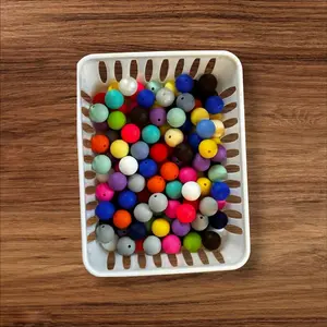 Pack of 40 Round Silicone Beads in assorted colors