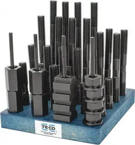 TE-CO 38 Piece, 5/8-11 Stud, 3/4" T Slot, T Nut & Stud Kit 1-1/4" T-Slot Nut Width, 3, 4, 5, 6, 7, 8" Stud Lengths 20609