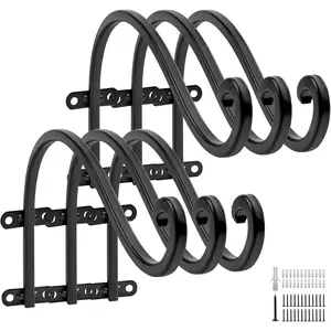 6 Pack Heavy Duty Hanging  Bracket, 12 inch  Hangers Outdoor, Brackets for Hanging , Black  Hanger Bracket for , Baskets, Bird Feeders, Lanterns, and Wind Chimes